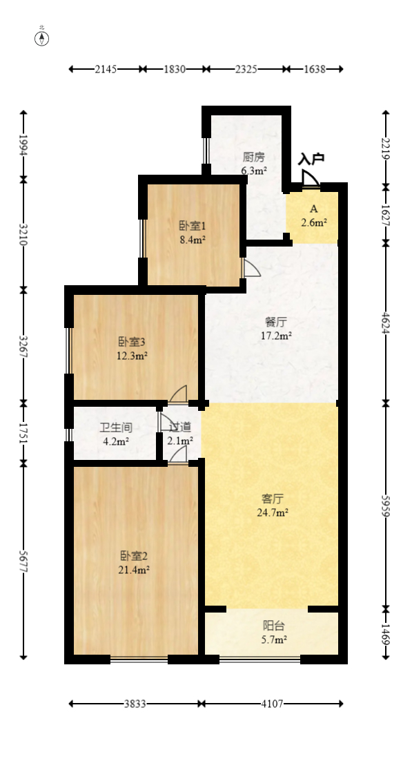 珠江东方明珠(新地东方明珠)三期 3室2厅2卫 80.0万 珠江东方明珠(新地东方明珠)三期 3室2厅2卫 80.0万户型图