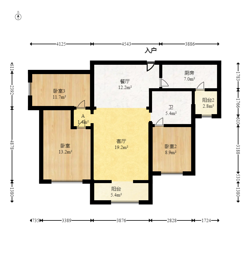 保利麓谷林语B区  3室2厅1卫    102.8万 保利麓谷林语B区  3室2厅1卫    102.8万户型图