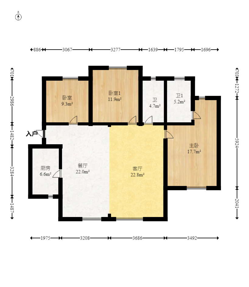 筑梦星园 3室2厅2卫 85.0万 筑梦星园 3室2厅2卫 85.0万户型图