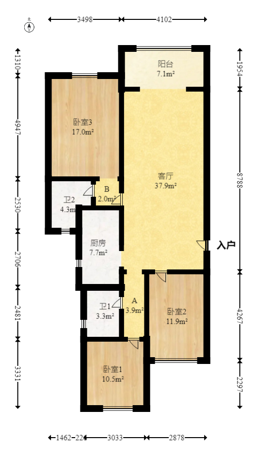 阳光城尚东湾愉景苑  3室2厅2卫   129.00万室内图1