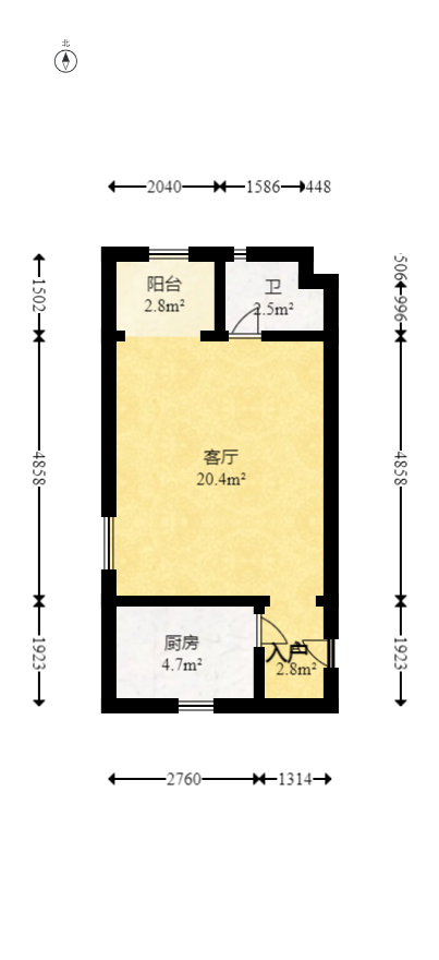 湘域相遇  1室1厅1卫   46.00万室内图1