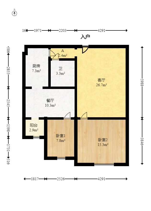湘水一城(一期) 2室2厅1卫 60.0万 湘水一城(一期) 2室2厅1卫 60.0万户型图