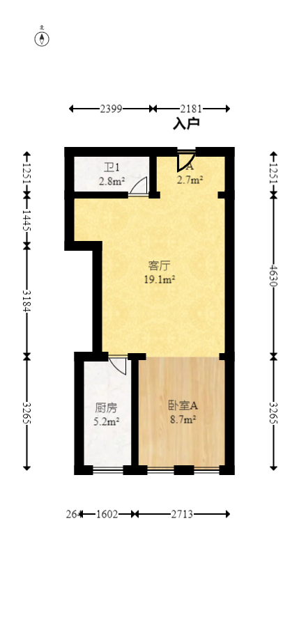 欧亚达国际广场  1室1厅1卫   45.00万室内图1