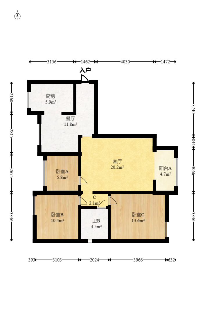新城新世界一二三期  3室2厅1卫   119.50万室内图1