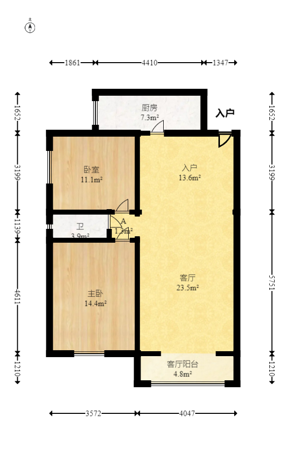 时代星城 2室2厅1卫 52.8万 时代星城 2室2厅1卫 52.8万户型图
