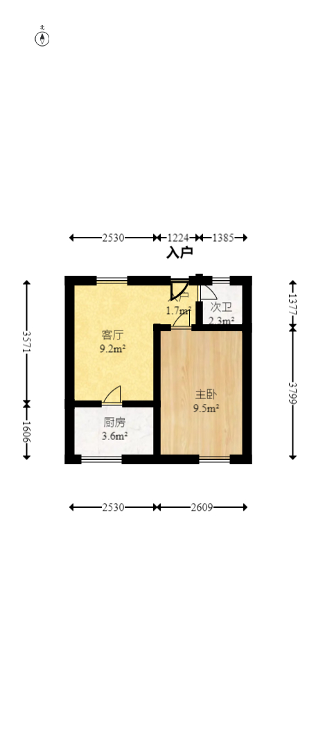 和平城市广场 1室1厅1卫 38.5万 和平城市广场 1室1厅1卫 38.5万户型图
