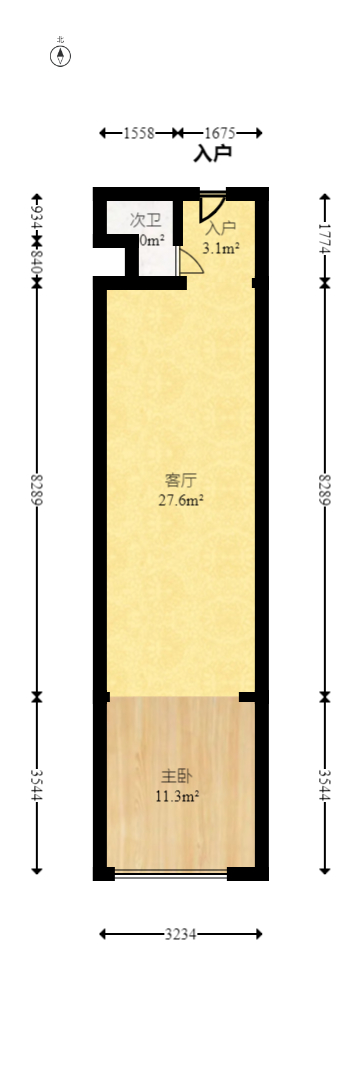 申鑫国际广场  1室1厅1卫   45.00万室内图1