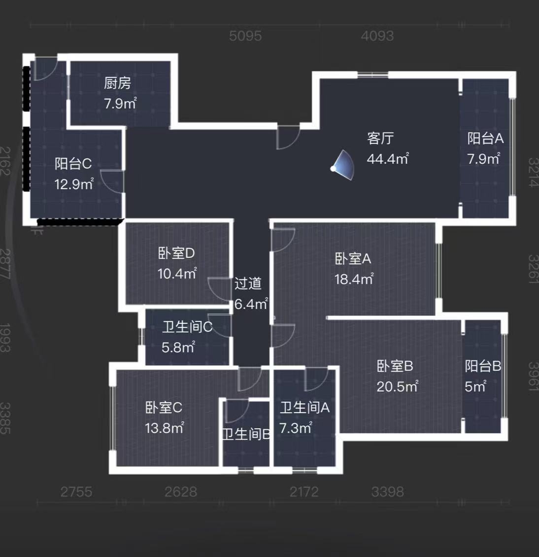 中泰财富湘江  4室2厅2卫   145.00万