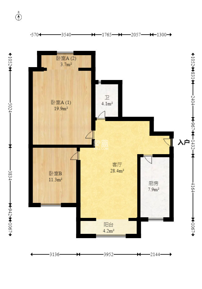 翡翠华庭  2室2厅1卫   72.80万