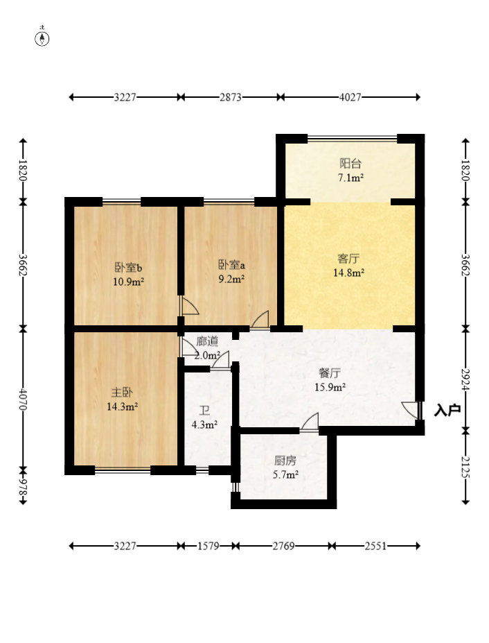 麓谷锦和园  3室2厅1卫   75.00万室内图1