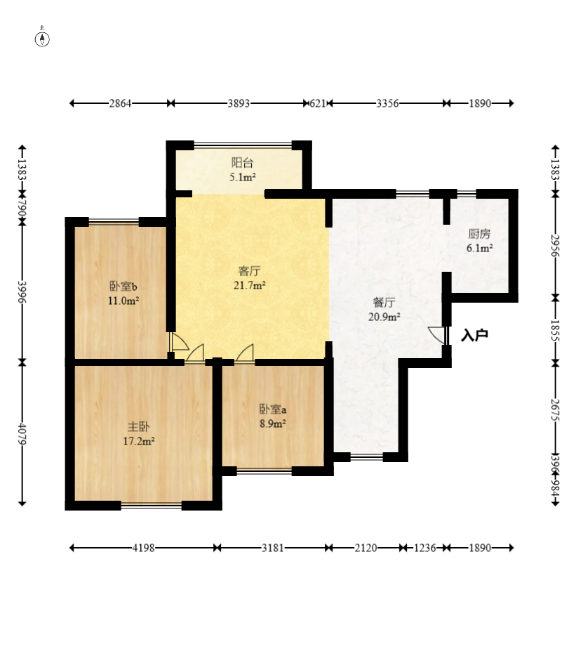 好莱城（弘德西街）  3室2厅1卫   113.00万室内图1