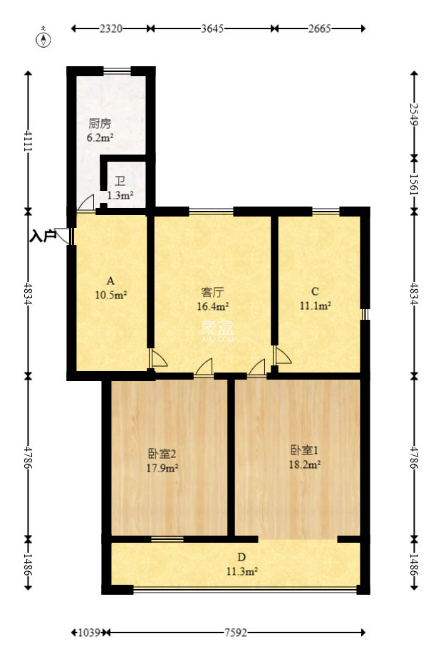百纺大院宿舍  2室1厅1卫   66.00万