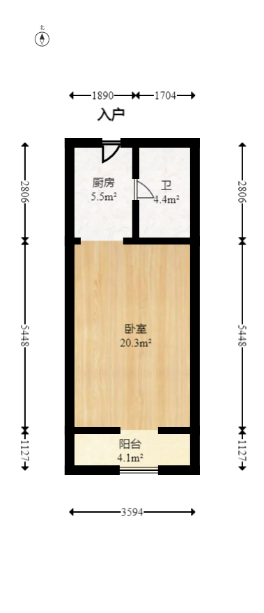保利麓谷林语I区  1室1厅1卫   38.00万室内图1