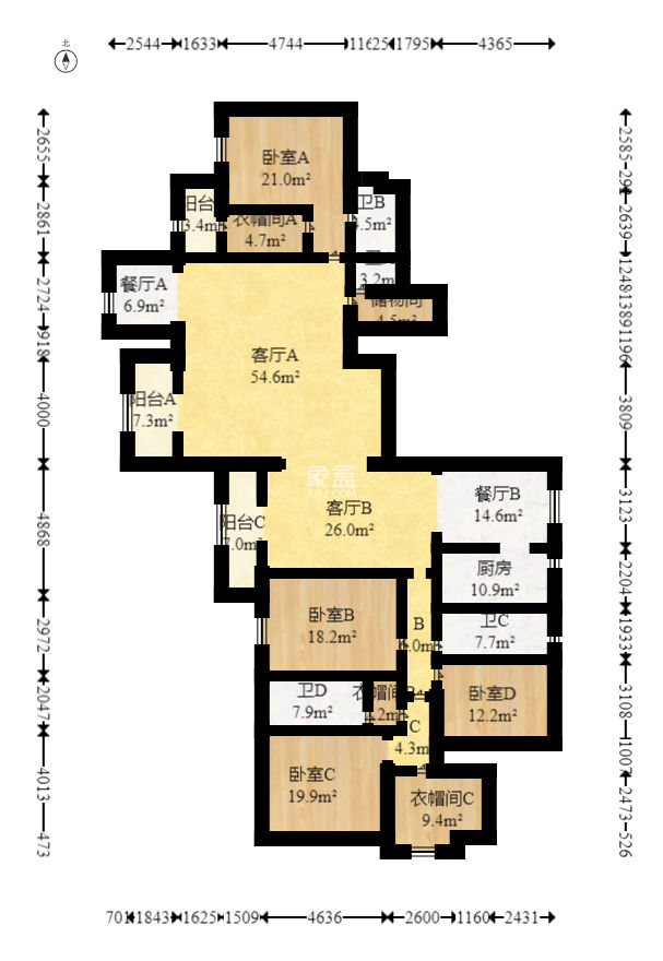 华盛新外滩  4室2厅2卫   248.00万