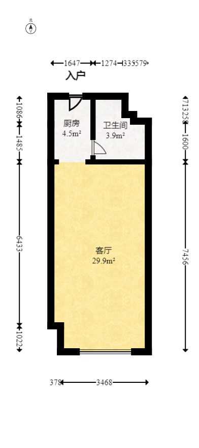 鑫远悦城（鑫远悦时代）  1室1厅1卫   30.00万室内图1