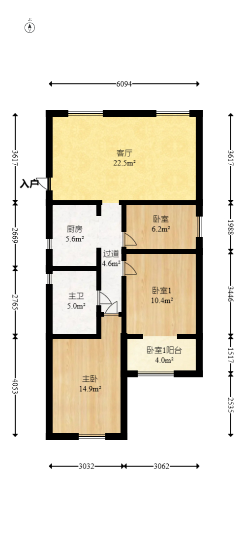 郡原居里  3室2厅1卫   70.00万室内图1