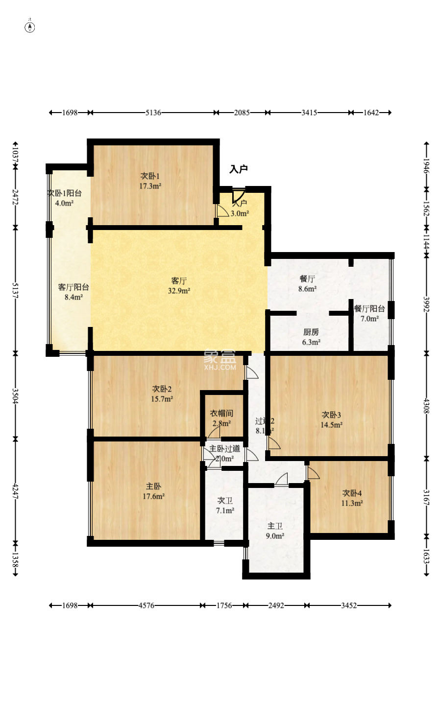 北辰三角洲D3区  5室2厅2卫   329.00万