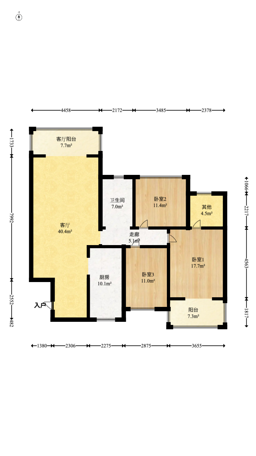 中南红领邦（红星嘉和苑）  3室2厅2卫   137.60万室内图1