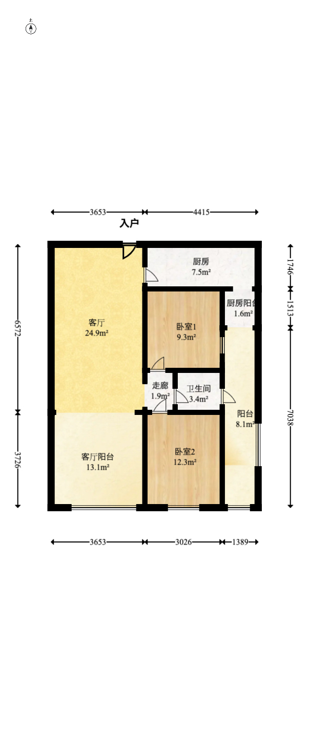 才子嘉都 2室1厅1卫 68.0万 才子嘉都 2室1厅1卫 68.0万户型图