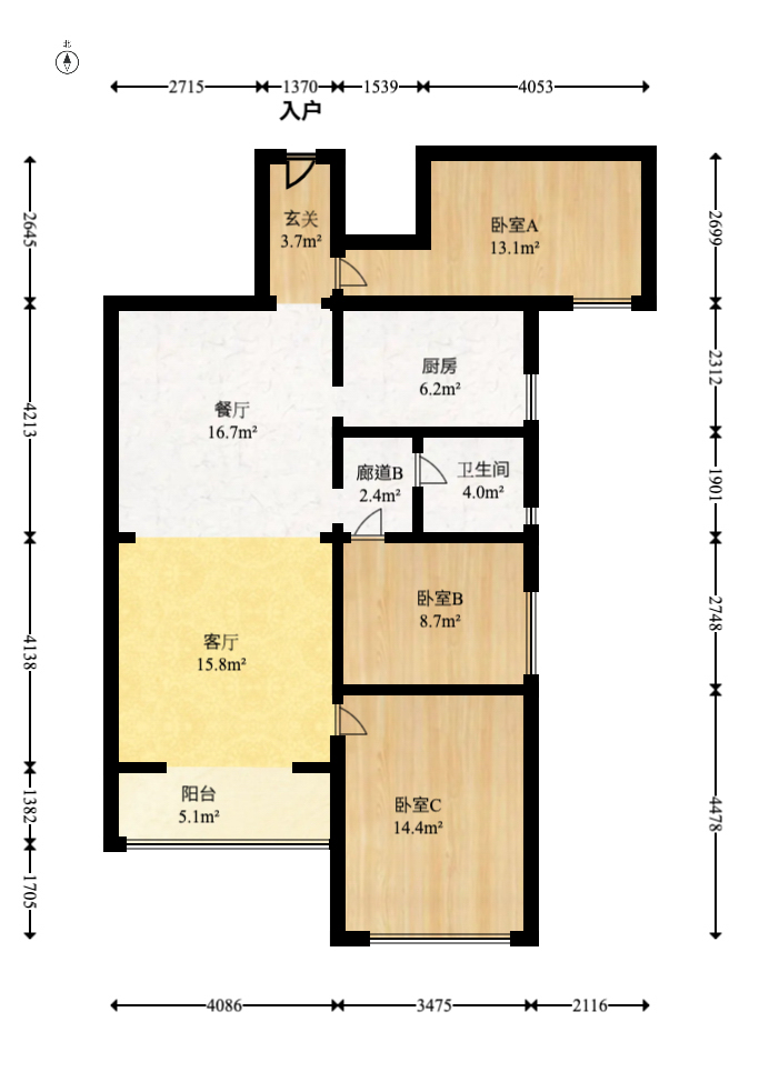 南山十里天池  3室2厅1卫   81.00万室内图1