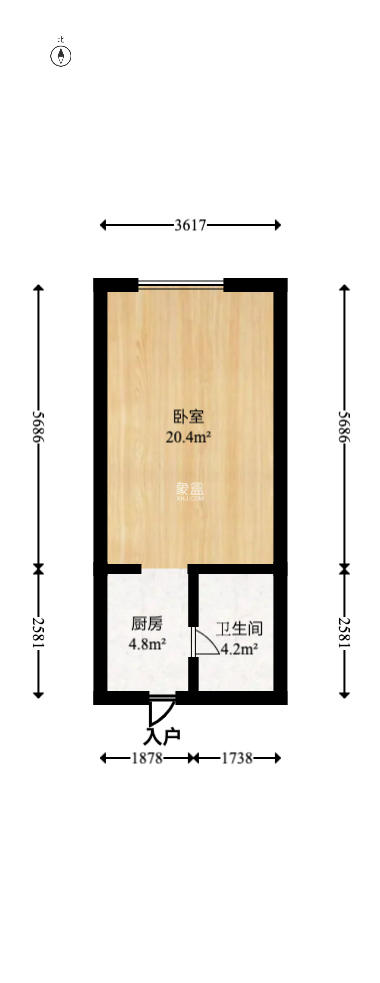 中海国际二期  1室1厅1卫   20.00万室内图1