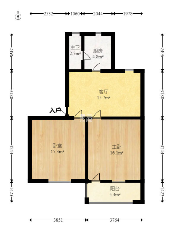 向韶村  2室1厅1卫   49.80万