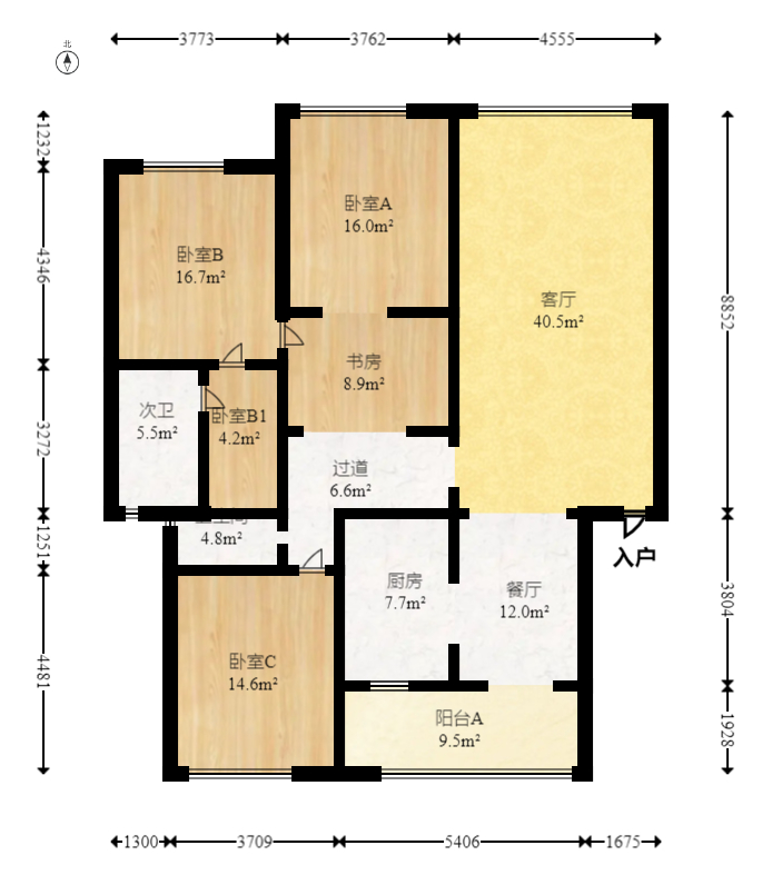 中城丽景香山园  3室2厅2卫   208.00万室内图1