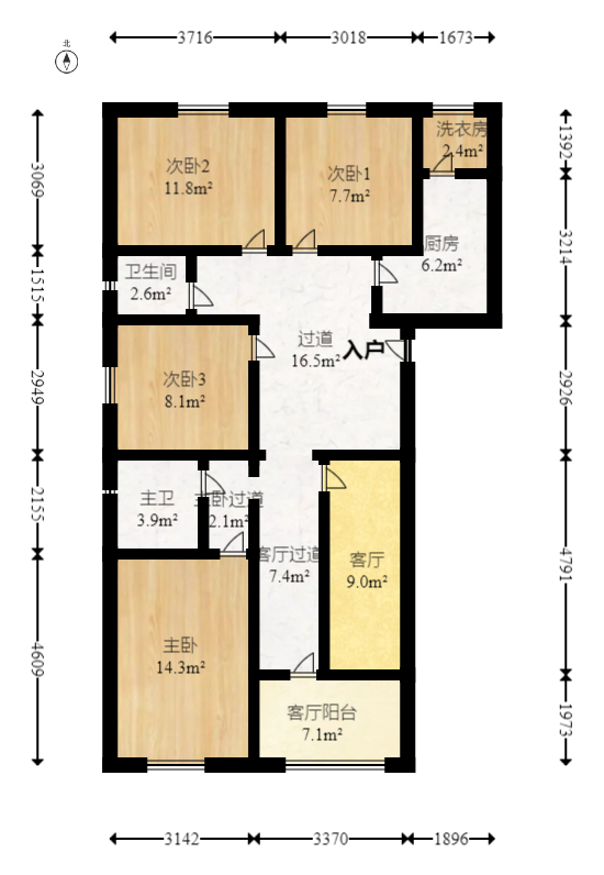 MOMA当代广场  4室2厅1卫   106.90万室内图1