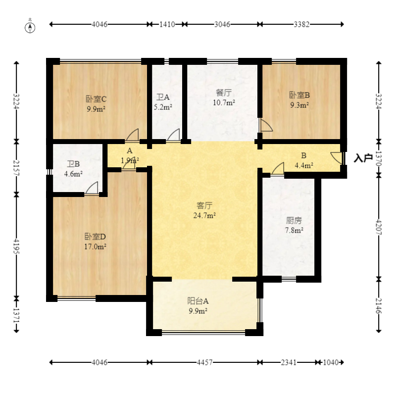 中建嘉和城  3室2厅2卫   98.00万室内图1