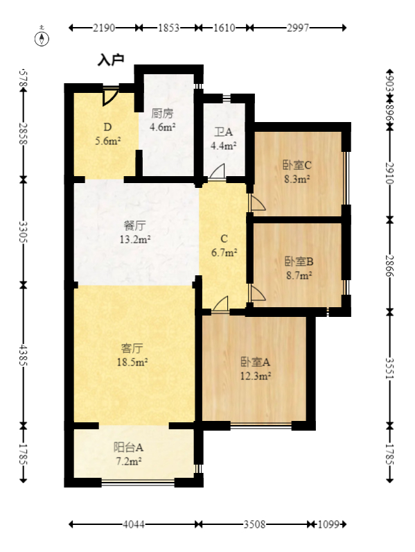 中建嘉和城凤凰台（中建瑞兴家园）  3室1厅2卫   103.00万室内图1