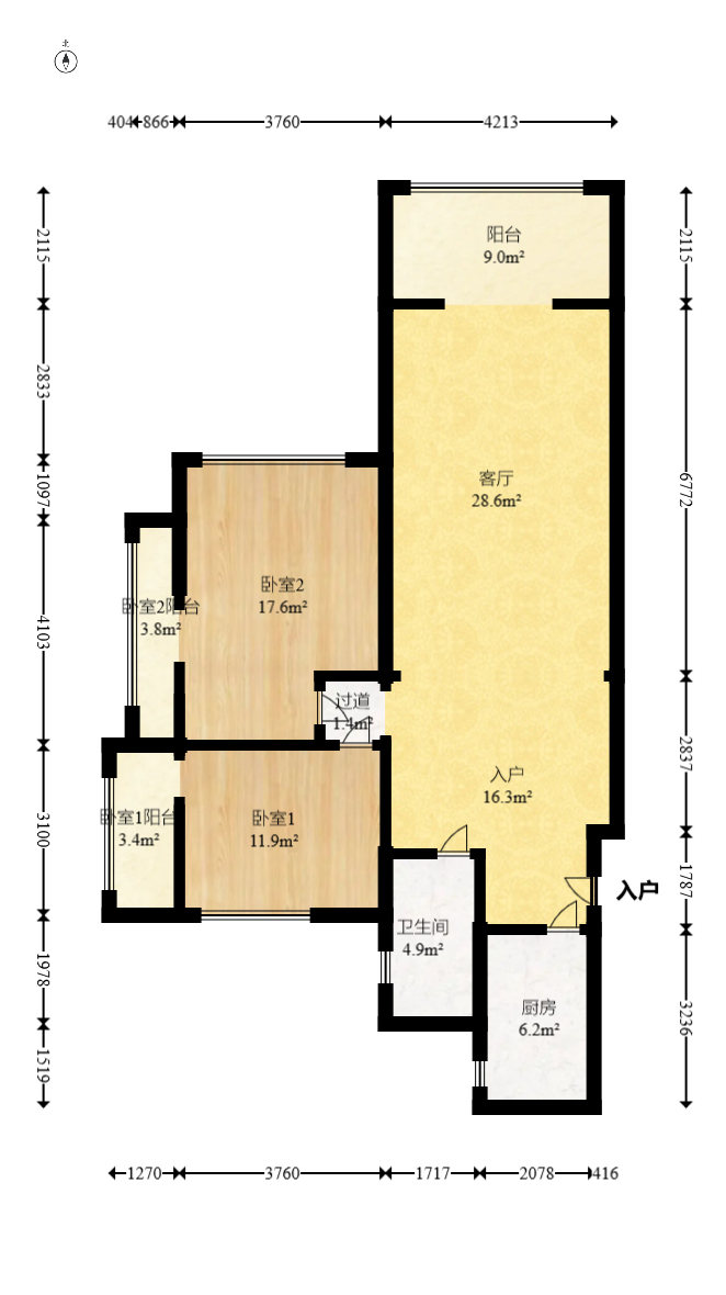 东玺门  2室2厅1卫    98.0万 东玺门  2室2厅1卫    98.0万户型图