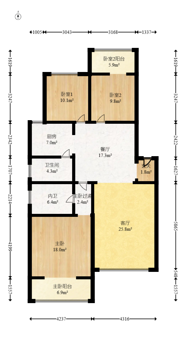 新世纪家园  3室2厅2卫   73.80万室内图1