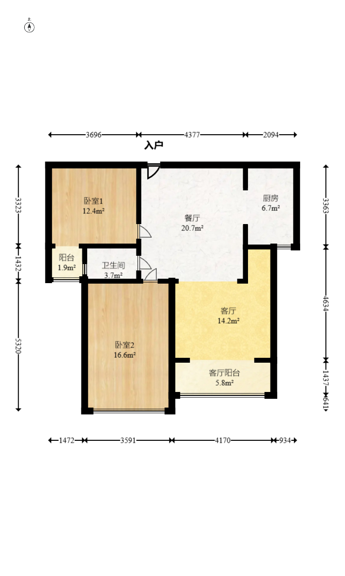 长城水郡 2室2厅1卫 60.99万 长城水郡 2室2厅1卫 60.99万户型图