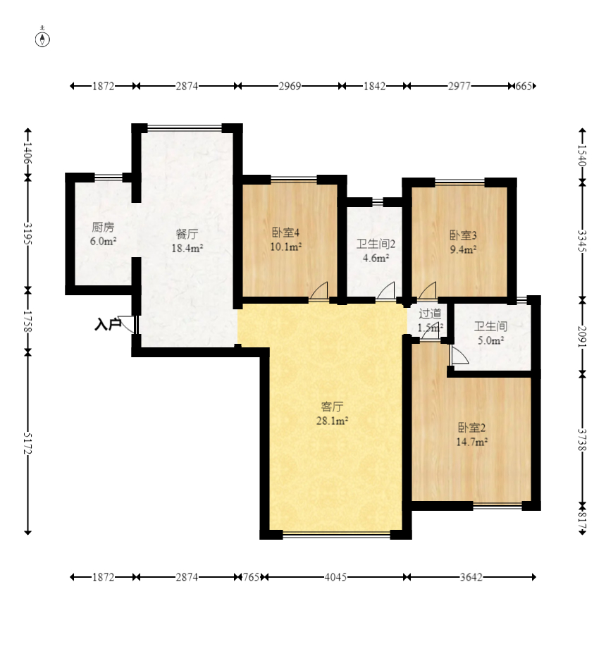长房云时代  3室2厅2卫   150.00万室内图1