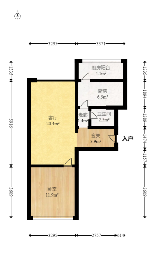 中信城市广场（中信新城一期）  1室1厅1卫   56.80万室内图1