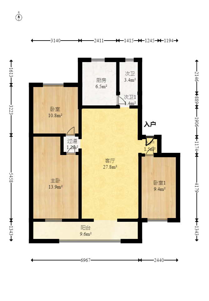 东南明苑  3室2厅1卫   76.00万室内图1