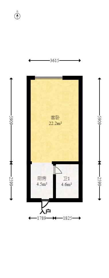 明昇壹城（明昇时代广场）三期  1室1厅1卫   50.00万室内图1