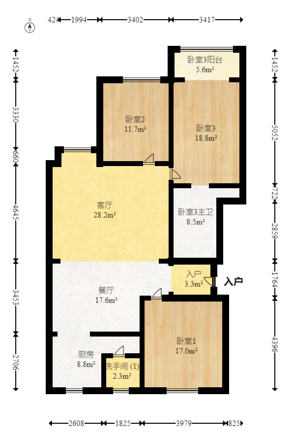 官塘公寓  4室3厅3卫   92.50万室内图1
