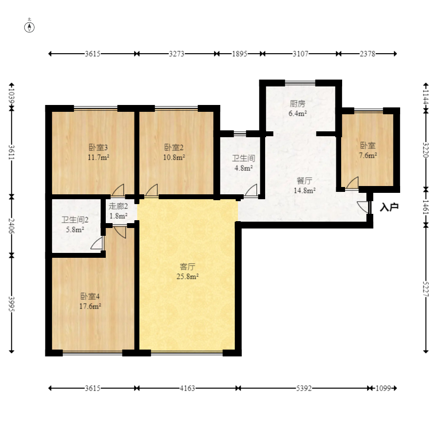 康桥长郡  4室2厅2卫   87.80万室内图1