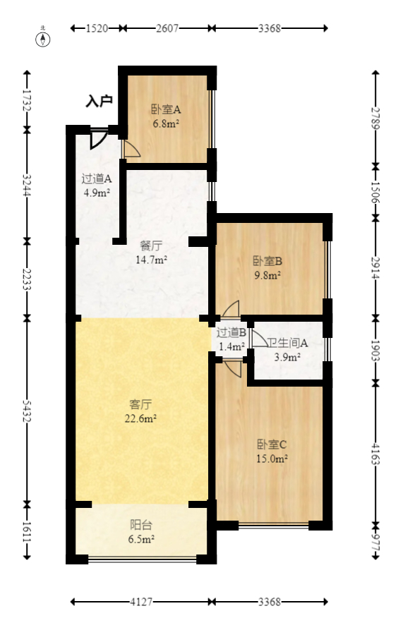 金谷豪庭  3室2厅1卫   53.80万室内图1