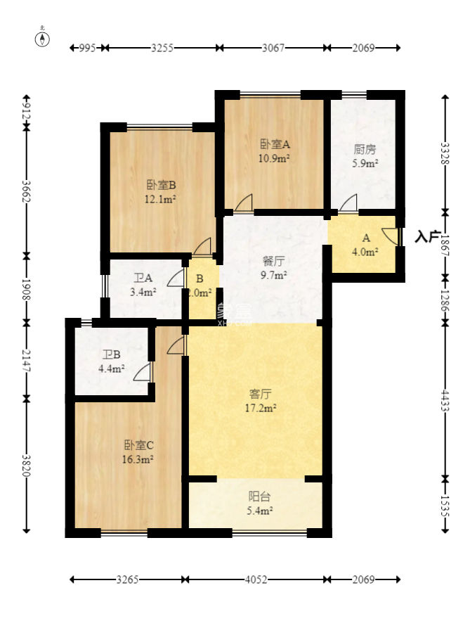 绿地新都会  3室2厅2卫    72.0万