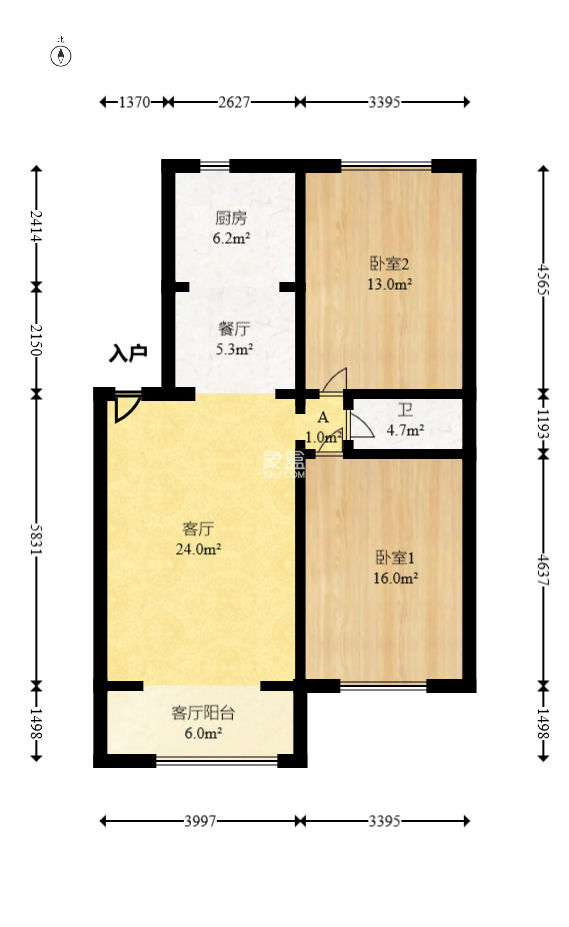 柠檬丽都  2室2厅1卫   66.80万