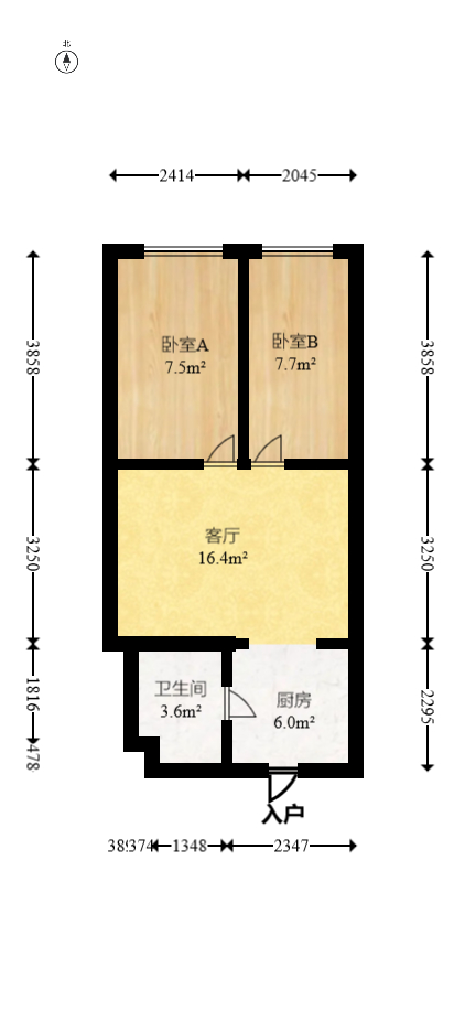 上城星座  2室1厅1卫   59.00万室内图1