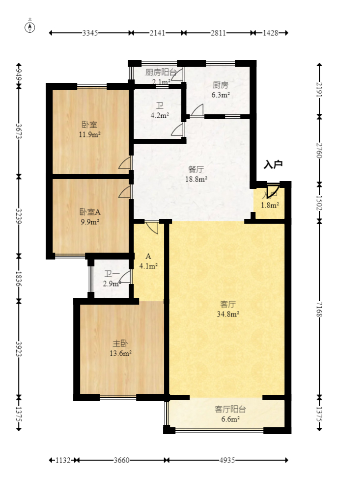 欣安小区 3室2厅2卫 50.0万 欣安小区 3室2厅2卫 50.0万户型图