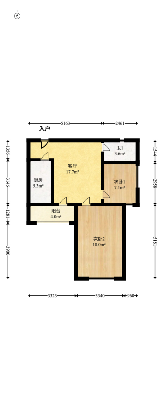 天鸿天府（天鸿中央大院）  2室1厅1卫   67.50万室内图1