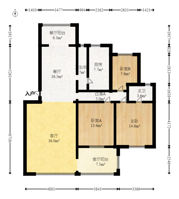 岳麓区国税局宿舍  3室2厅2卫    124.47万室内图1
