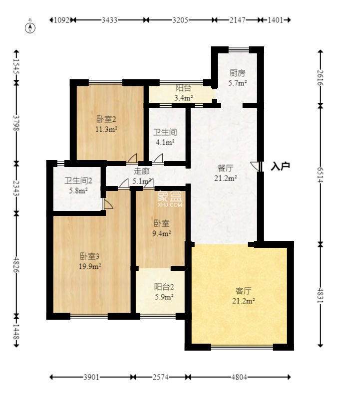 东城名苑  3室2厅2卫   46.80万