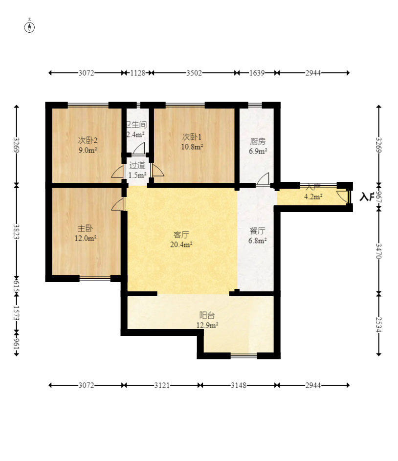 筑梦佳园  3室1厅1卫   84.80万室内图1