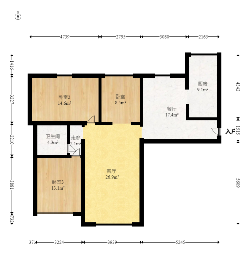 中国铁建国际城二期 3室2厅1卫 66.0万 中国铁建国际城二期 3室2厅1卫 66.0万户型图