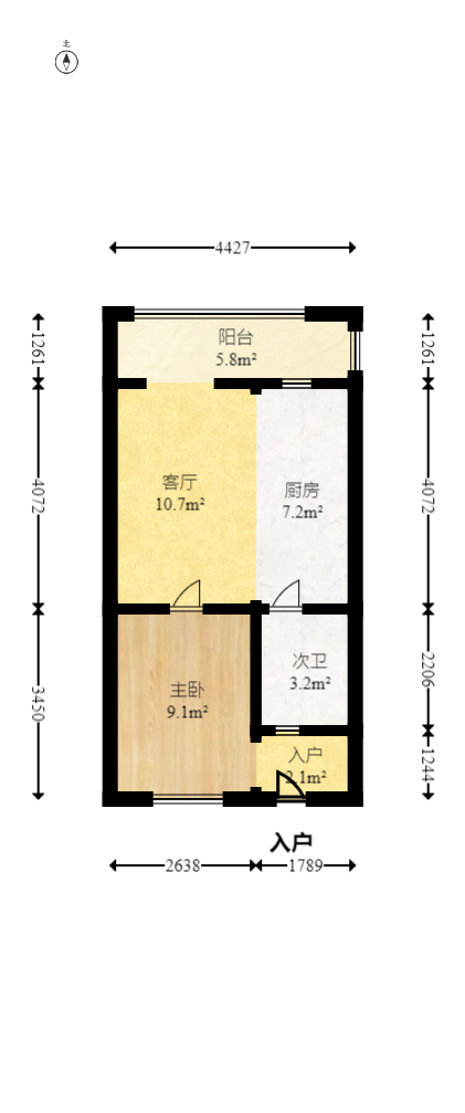 盛贤景都  1室1厅1卫   92.80万室内图1